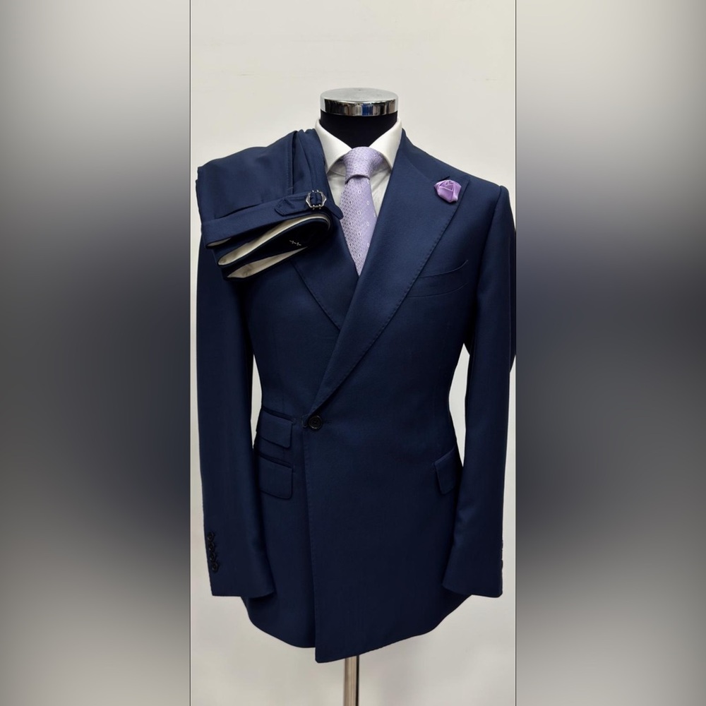 Navy #Double Breasted Single Button Super 180 Tom… - image 3